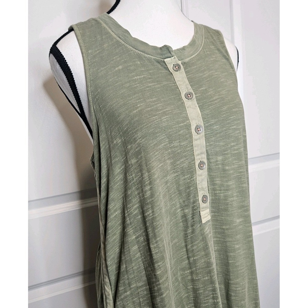 Saturday Sunday Pilar Midi Dress Sleeveless Henley Size Small Green Mineral Wash
